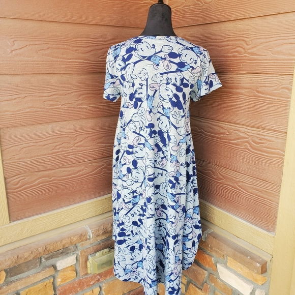 LuLaRoe Disney Women's Gray and Blue Mickey Mouse Print Carly Dress Size Small - Picture 12 of 16